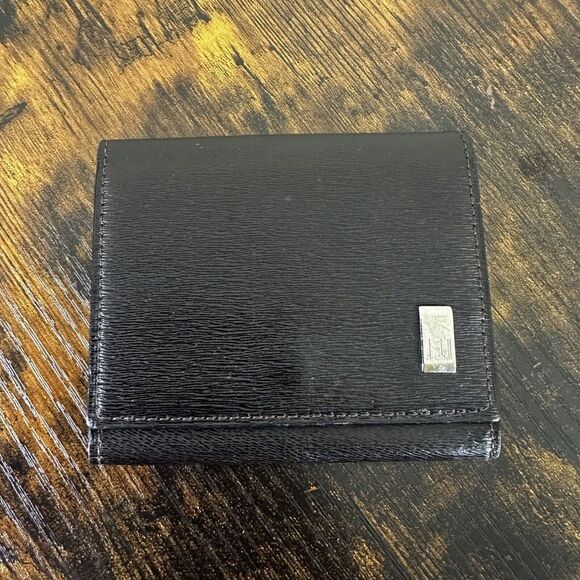 Dunhill Coin Case Wallet Compact Black Leather - Picture 1 of 9